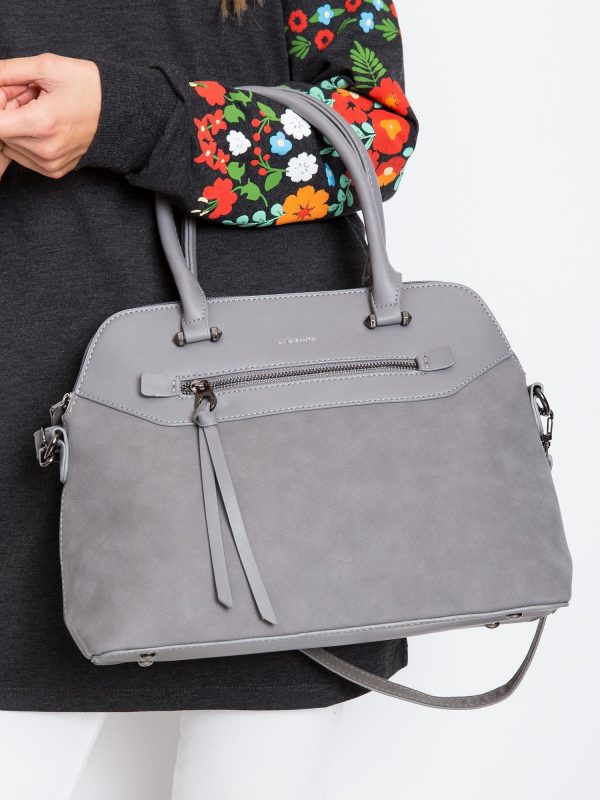 Grey women's bag made of eco leather