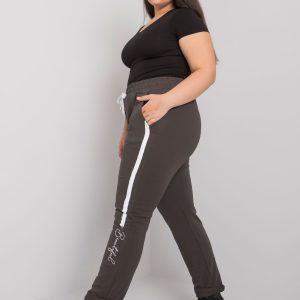 Dark khaki plus size sweatpants with Abelia print