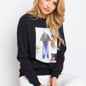 RUE PARIS Becky Black Sweatshirt