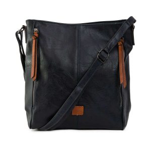 Navy blue imitation leather bag