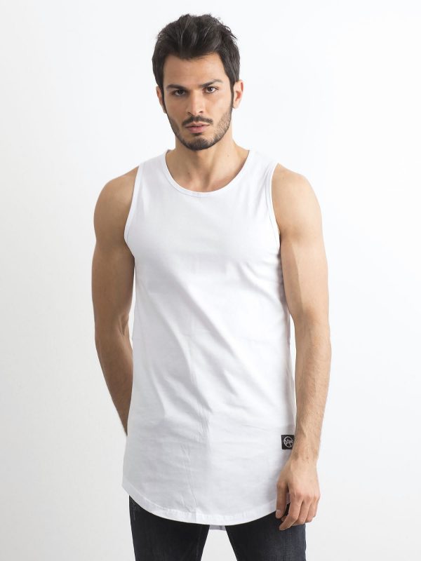 White Men's Long Tank Top