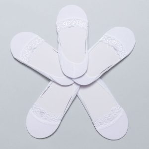 5PCS Women's Socks White with Lace 5-Pack