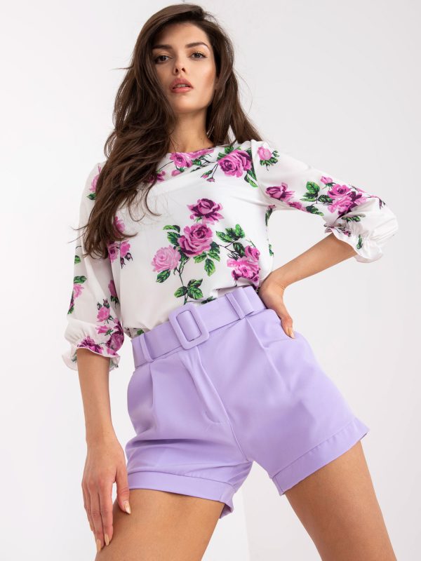 Purple elegant shorts with pockets