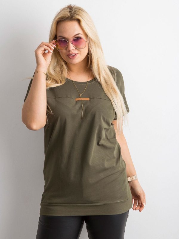 Khaki tunic with neckline on the back