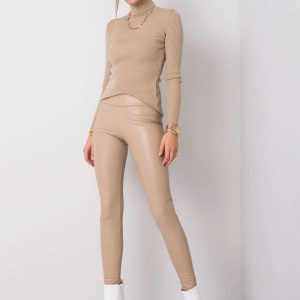 Briana RUE PARIS beige leatherette leggings