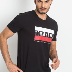 TOMMY LIFE Men's black t-shirt