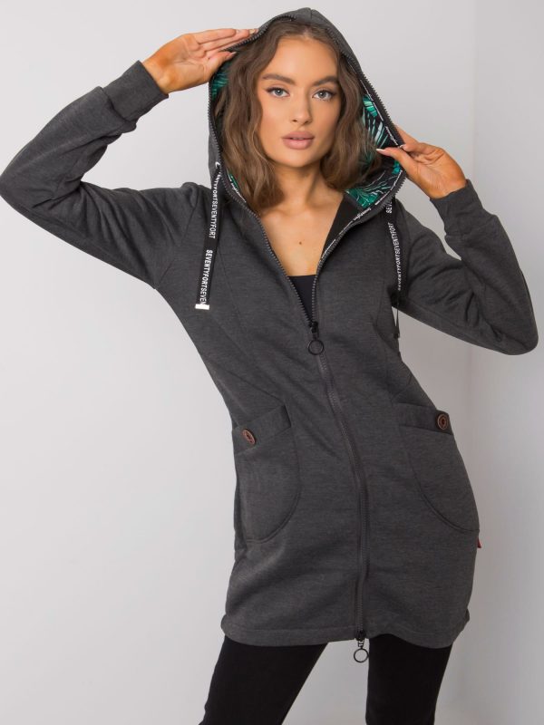 Dark gray sweatshirt for women with pockets Frieda