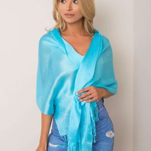 Women's blue scarf with fringes