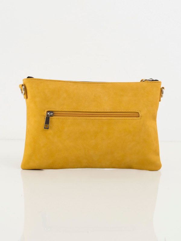 Mustard longitudinal pouch made of eco leather