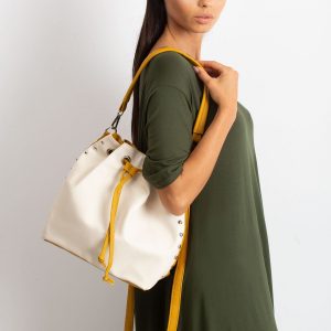 Beige and yellow bag with drawstring