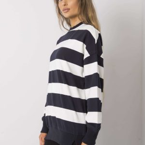 Yadira White & Navy Striped Sweatshirt