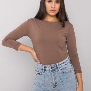 Brown basic blouse with Steffanie pocket