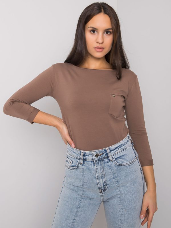 Brown basic blouse with Steffanie pocket