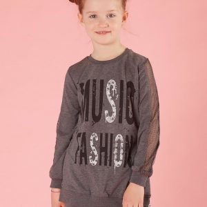 Dark Grey Girl's Tunic with Print