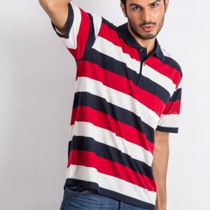 Navy blue and red men's polo shirt Thought