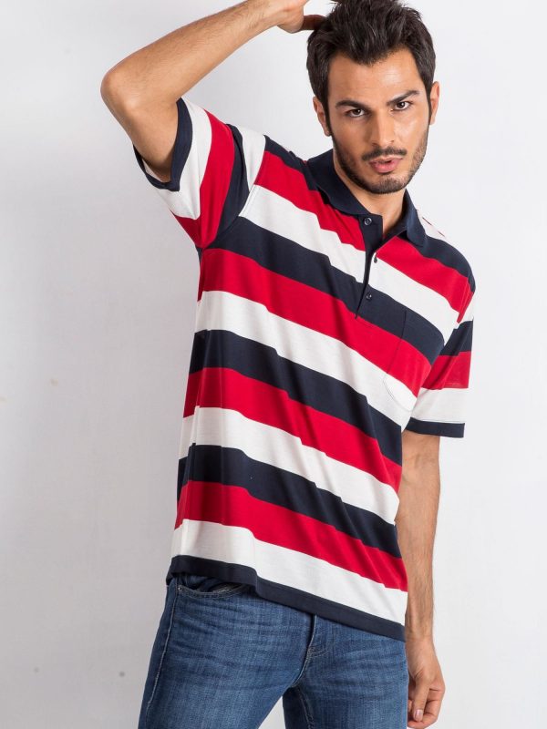 Navy blue and red men's polo shirt Thought