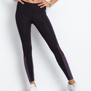 TOMMY LIFE Black & Purple Sports Leggings