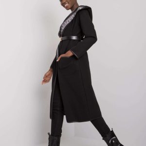 Hannele black hooded coat