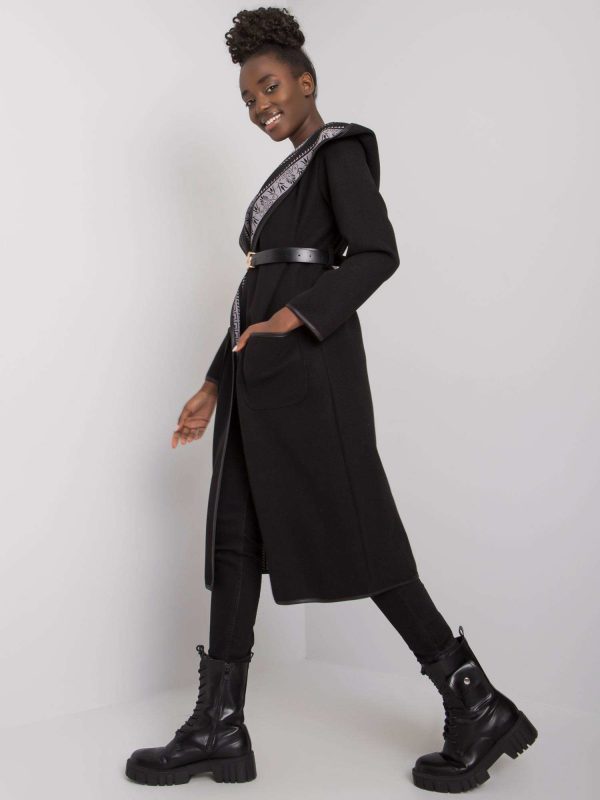 Hannele black hooded coat