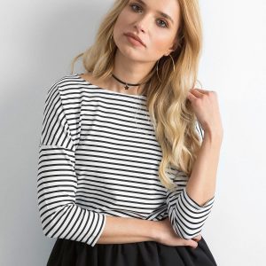 White and black striped blouse for women