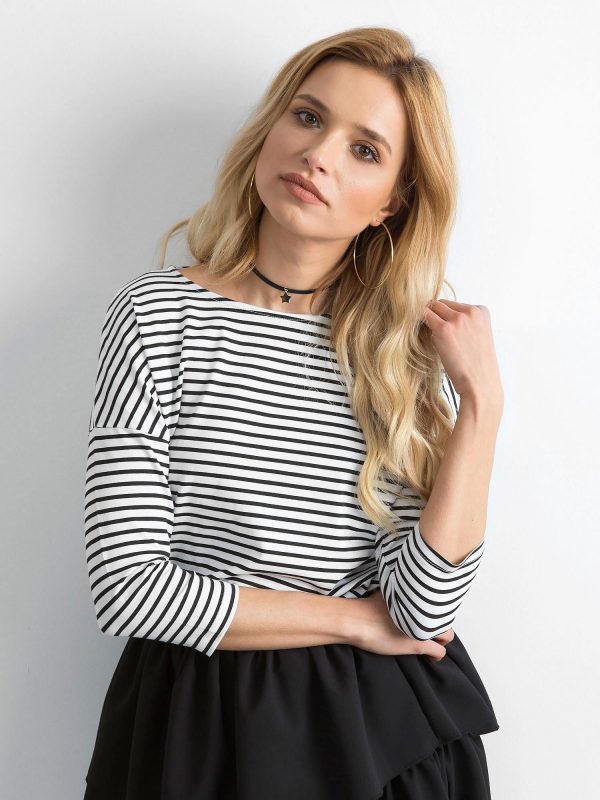 White and black striped blouse for women