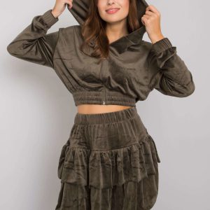 Khaki velour set with skirt Letta