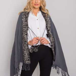 Gray scarf with fur