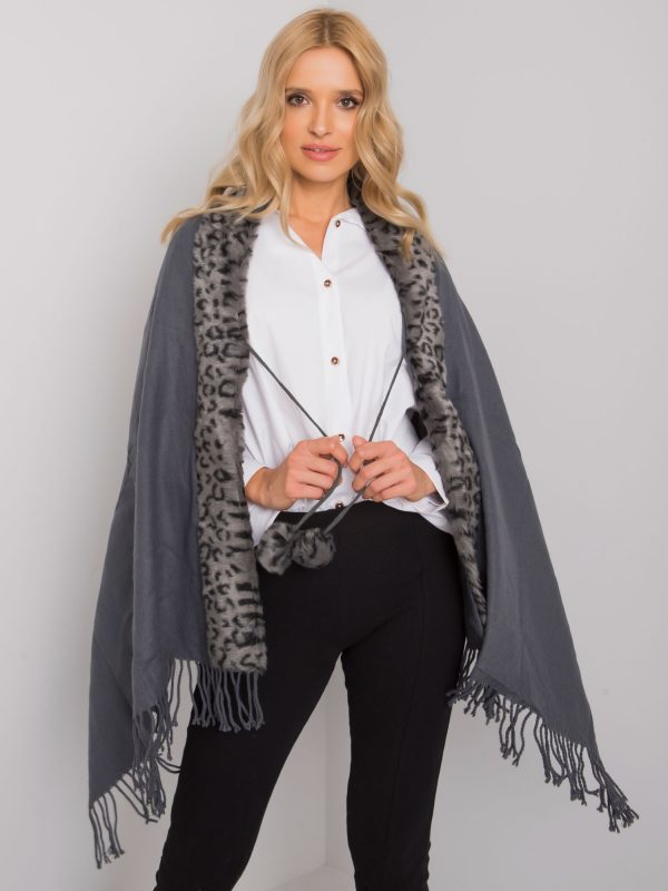 Gray scarf with fur