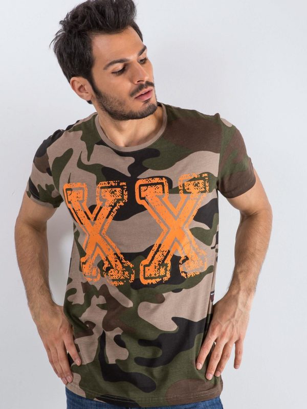 Beige khaki T-shirt for men Camo