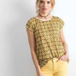 Ecru-yellow t-shirt with print