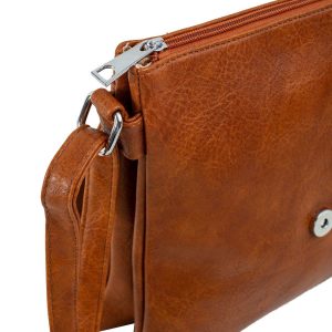 Brown eco-leather bag with flip