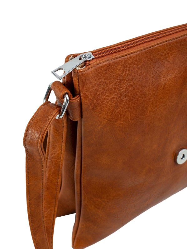 Brown eco-leather bag with flip