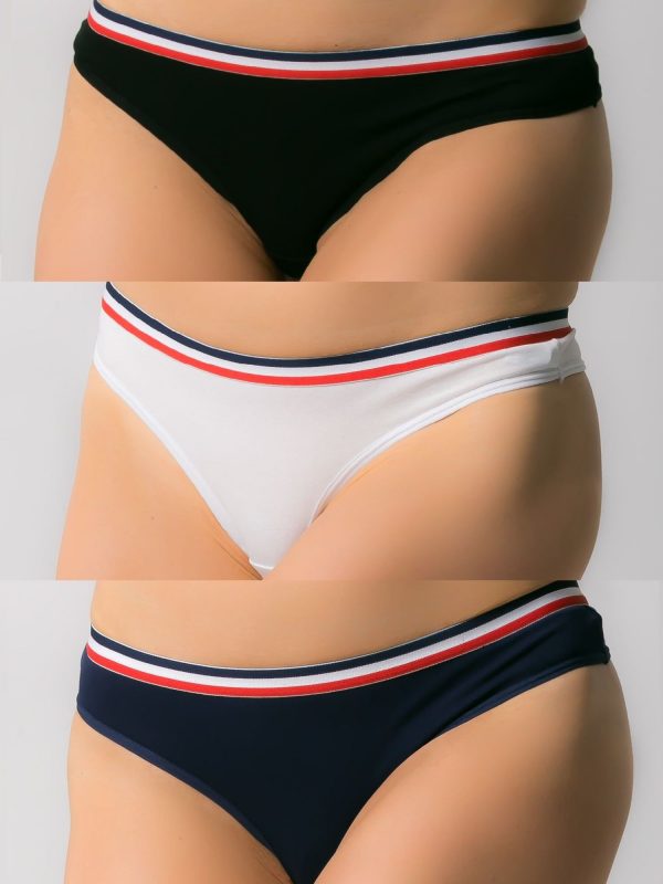 Women's cotton thong,3 pieces: black, white, navy