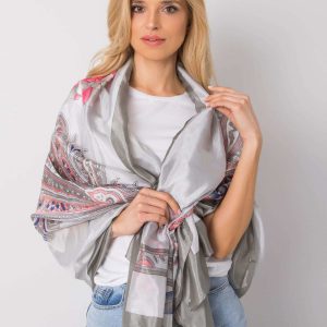 Grey scarf with colorful patterns