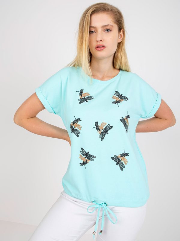 Mint Cotton Plus Size Short Sleeve T-Shirt