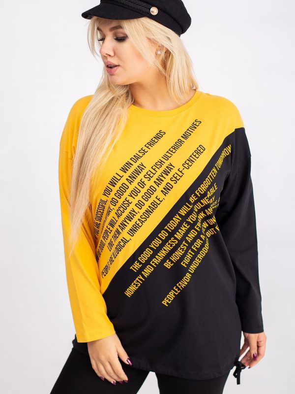 Yellow and black plus size blouse Secretly