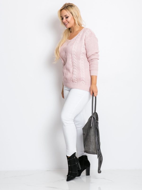 Pale Pink Plus Size Sweater Ruffle