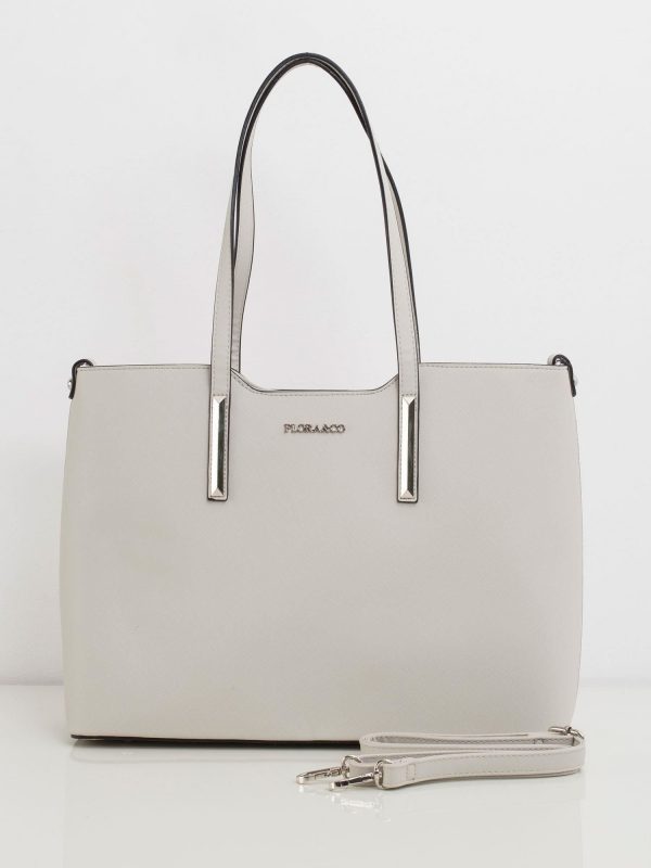 Light Grey Large Eco Leather Bag