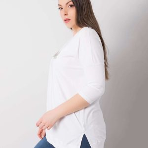 White plus size blouse with Beauty inscription