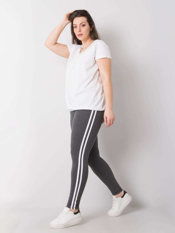 Dark Grey Melange Plus Size Cotton Leggings Millie