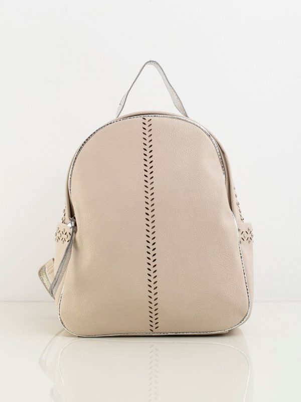 Light Beige Eco Leather Backpack