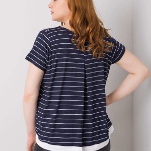 Navy Blue Plus Size Striped Blouse Lilianne