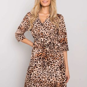 Beige and black leoptern dress Abhiri