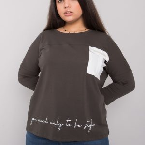 Dark Khaki Plus Size Cotton Blouse with Molly Lettering