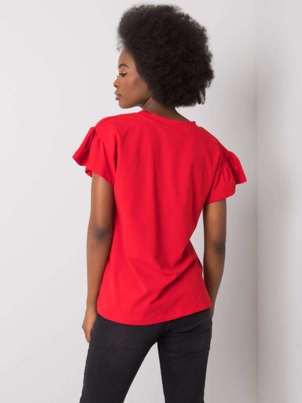 Ansley RUE PARIS red cotton blouse