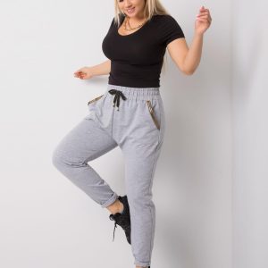 Grey melange pants plus size Ericca