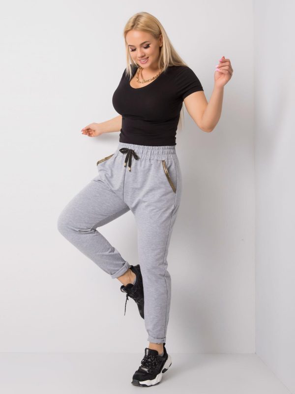 Grey melange pants plus size Ericca