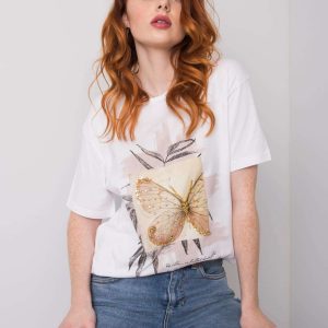 White T-shirt for women with print by Fayette