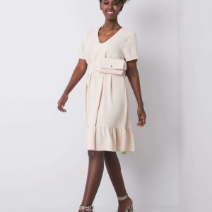 Beige dress with ruffle Vianna