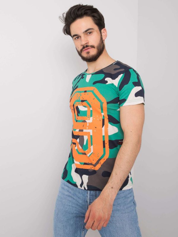 Men's Green T-Shirt with Evan Print